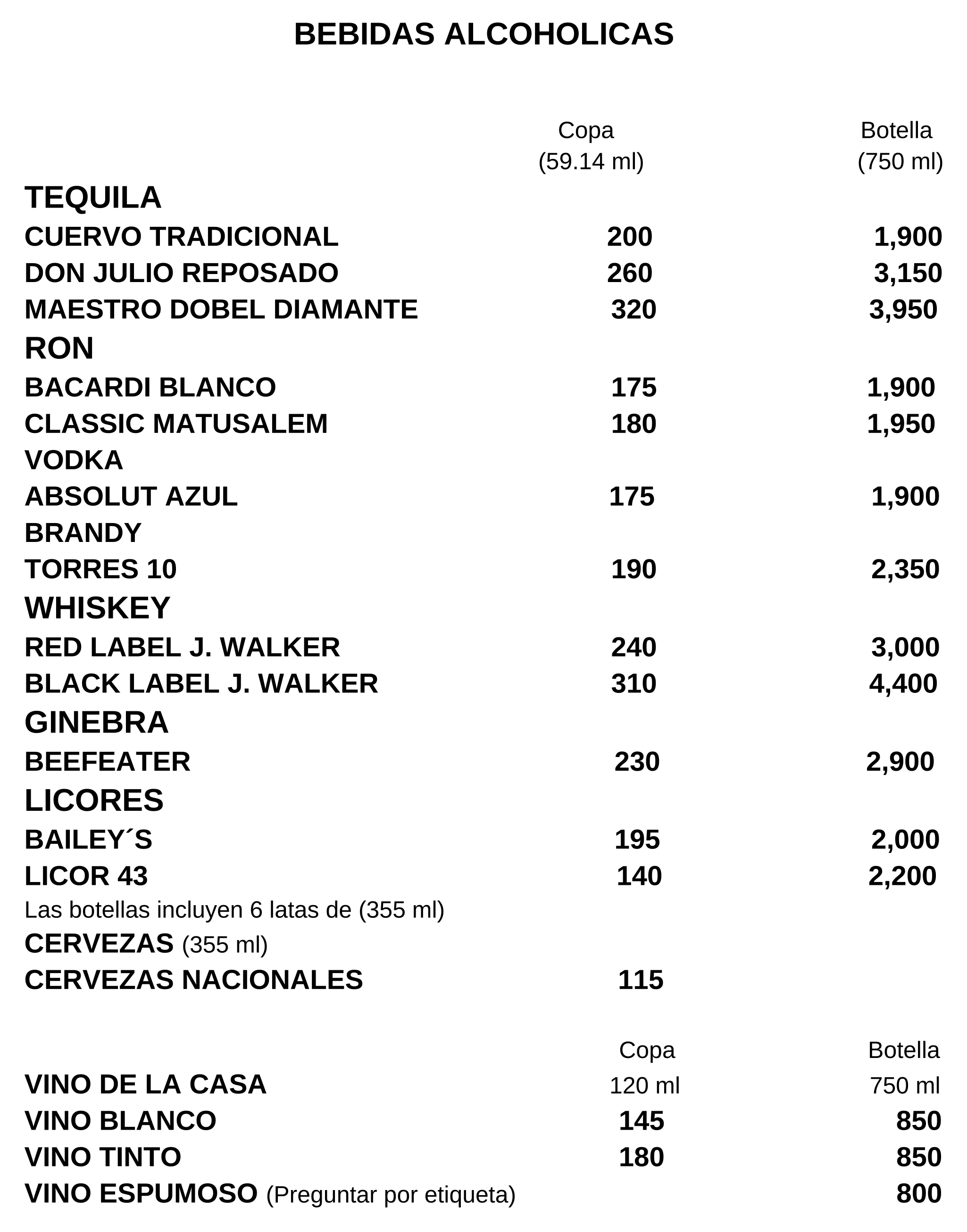 Bebidas