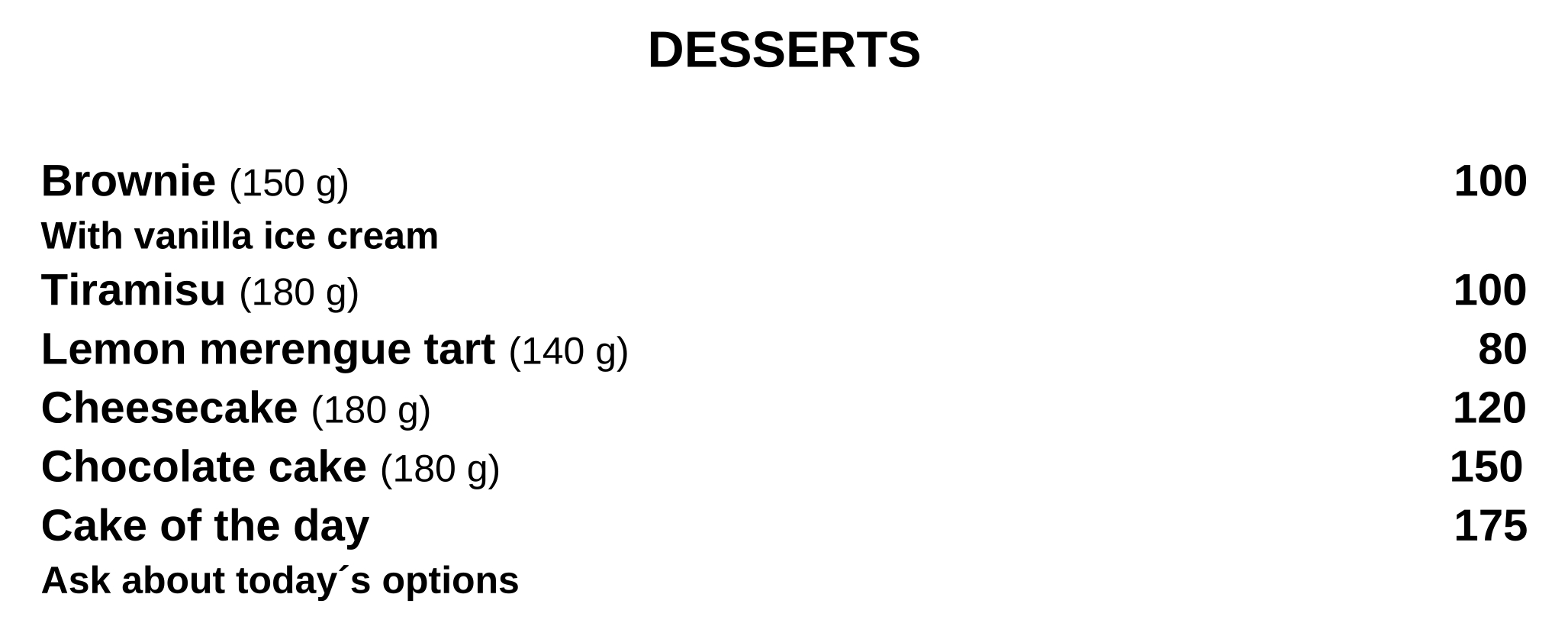 Desserts