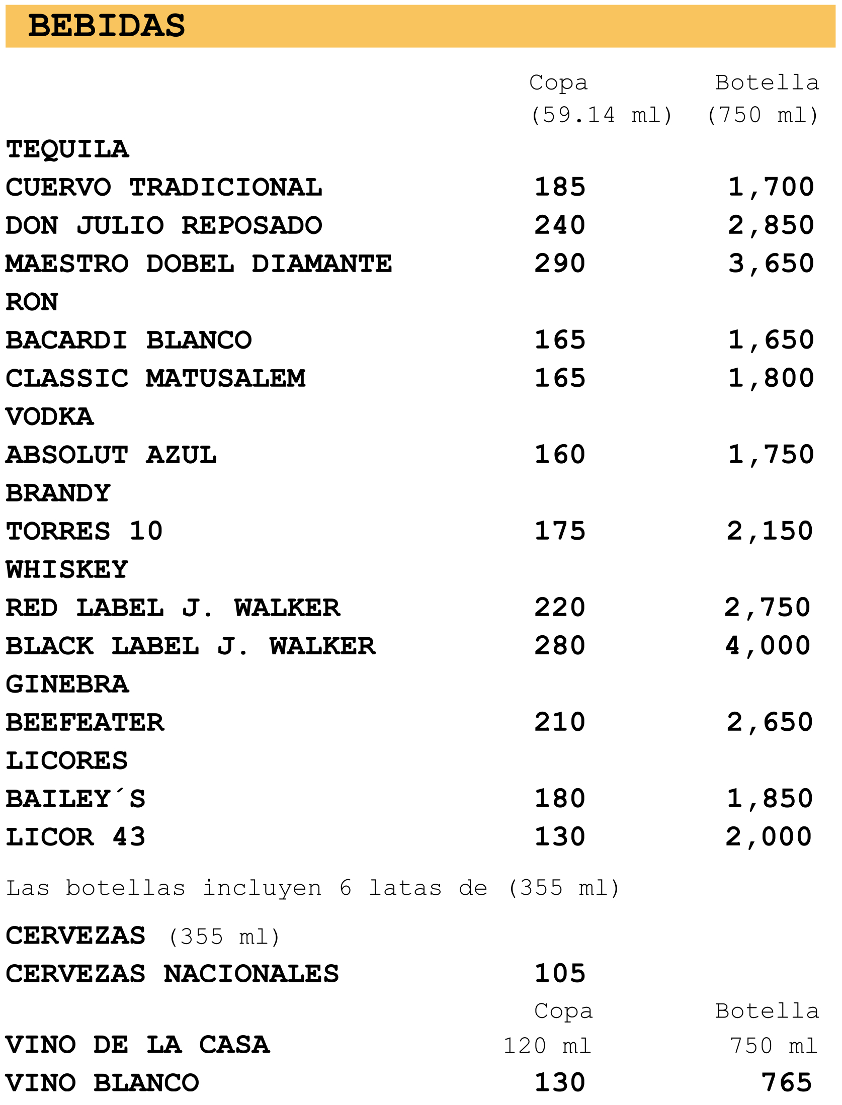 Bebidas
